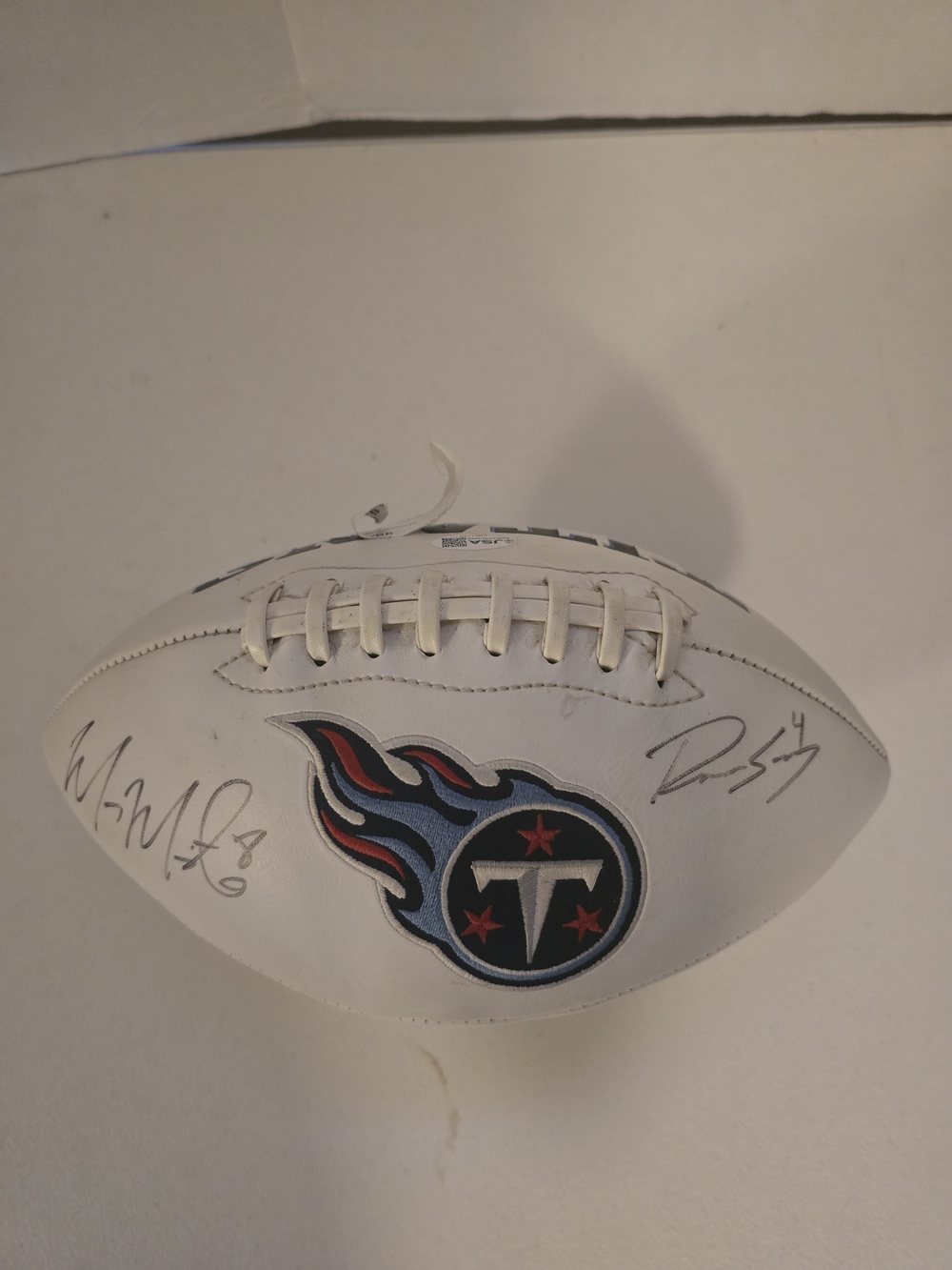 Marcus Mariota Signed Tennessee Titans White Panel Football JSA COA Ryan Succop